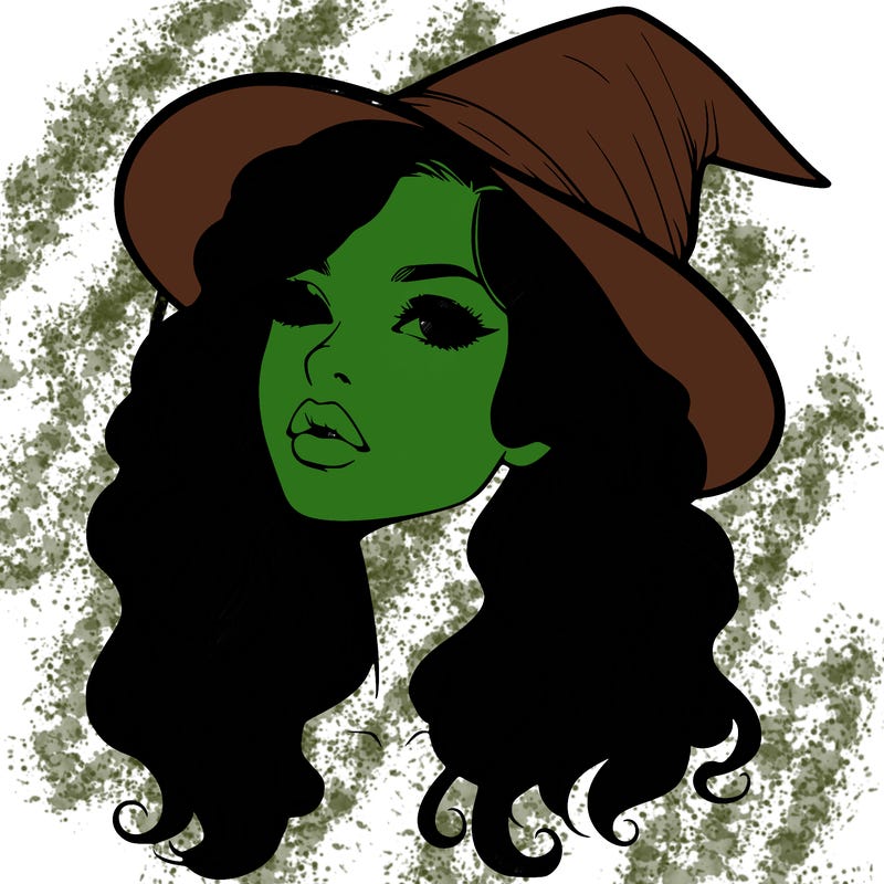 realistic witch girl with wavy hair and lips