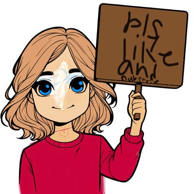 realistic girl holding up a sign
