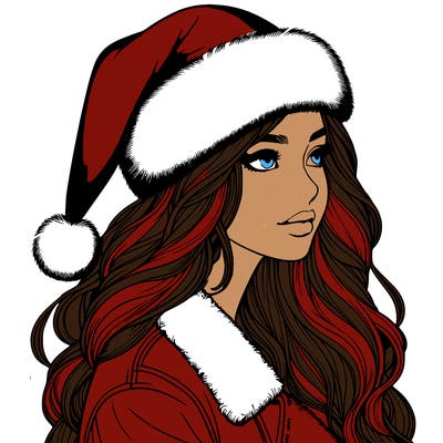 realistic girl in santa hat