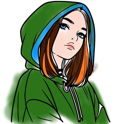a realistic girl in a hoodie