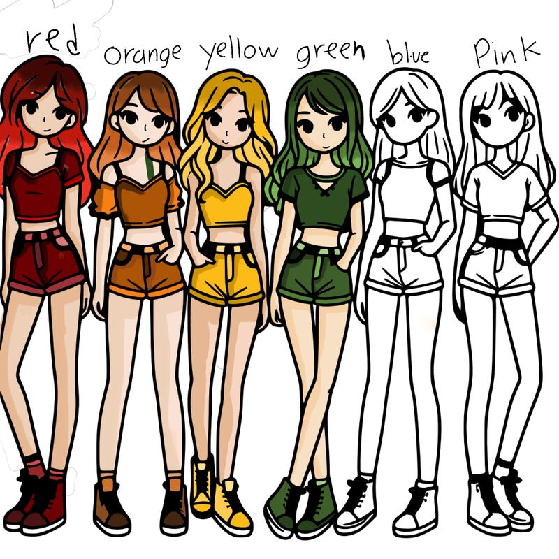 a group of girls wearing crop tops and shorts