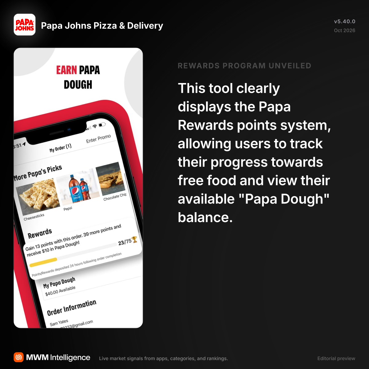 Papa Johns Pizza & Delivery - Food & Drink App | MWM