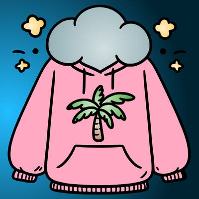 pink palm puff hoodie