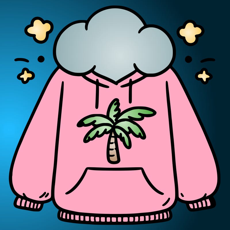 pink palm puff hoodie
