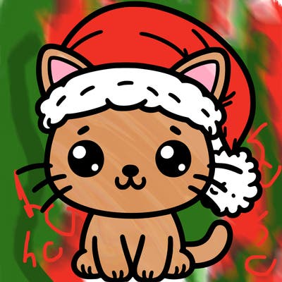 kitty with santa hat on