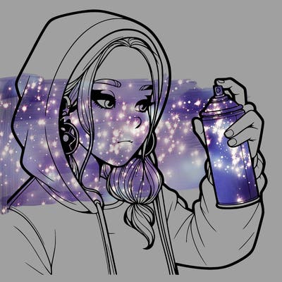 a realistic girl, spray painting