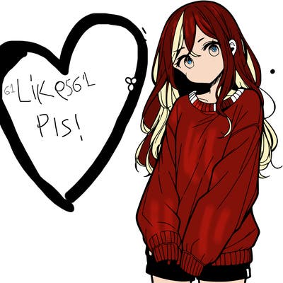 manga teen girl  in a sweater and baggy pants