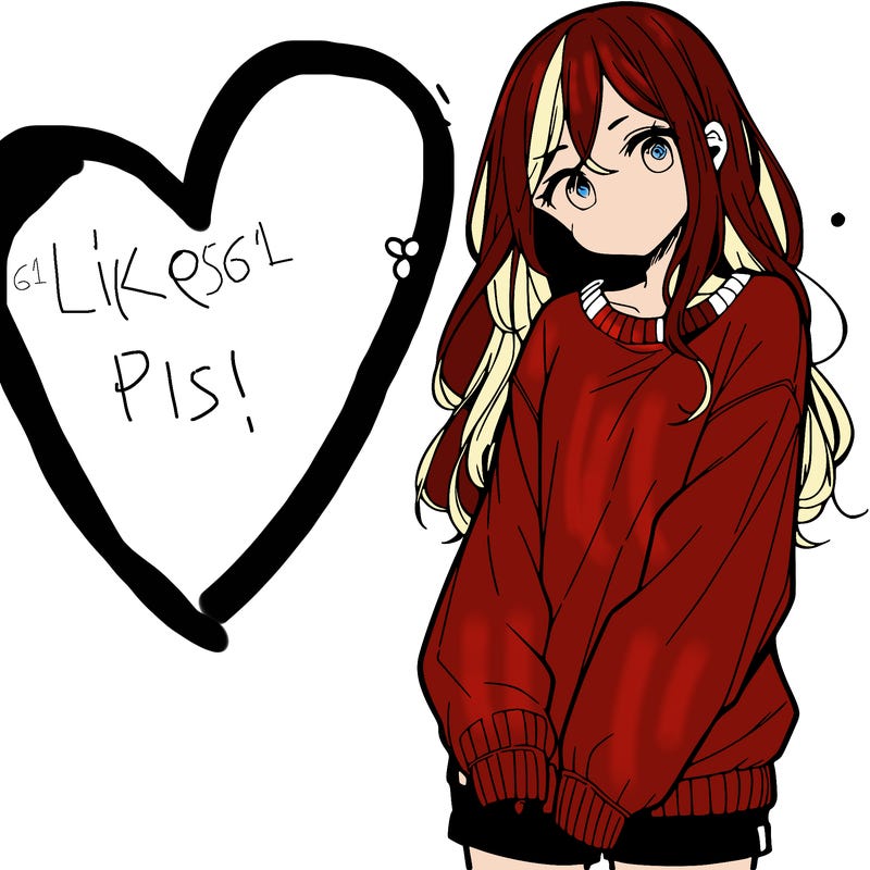 manga teen girl  in a sweater and baggy pants