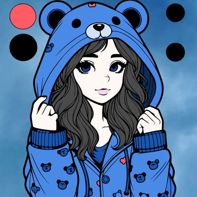 realistic girl in a animal pjs hoodie