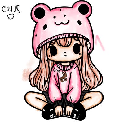 a girl wearing a frog hat and some frog socks