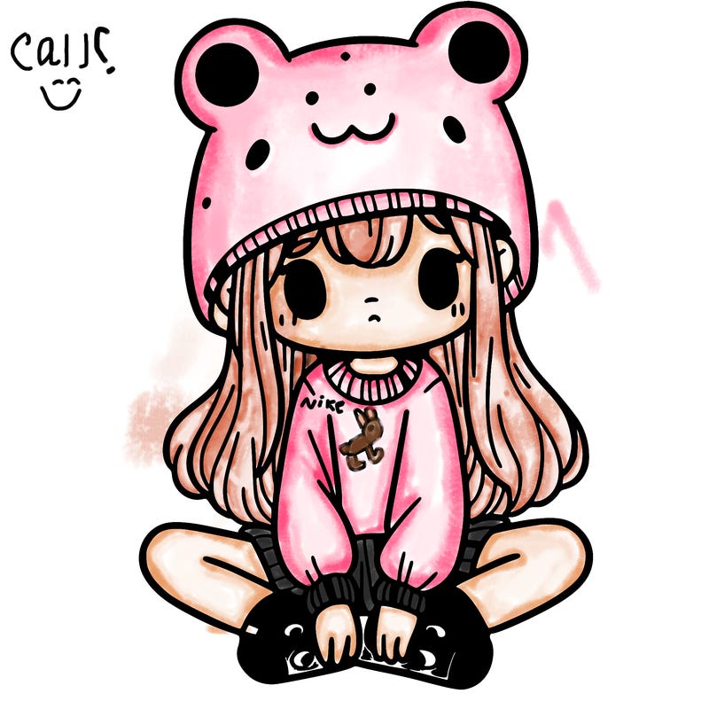 a girl wearing a frog hat and some frog socks