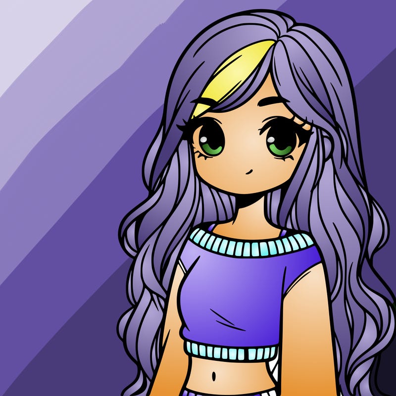 girl with long hair and a crop top with a sweater