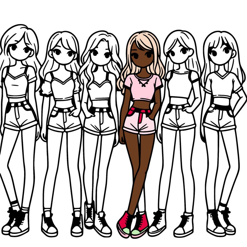 a group of girls wearing crop tops and shorts