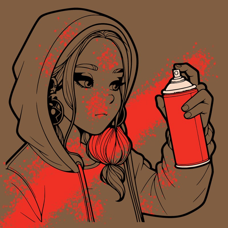 a realistic girl, spray painting
