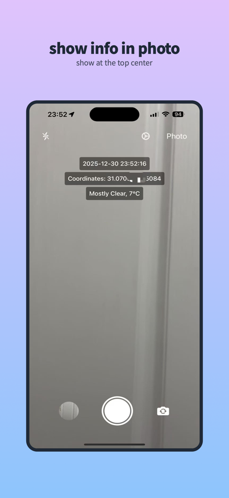 TPW Camera - TPW Camera interface with time location and weather information overlays
