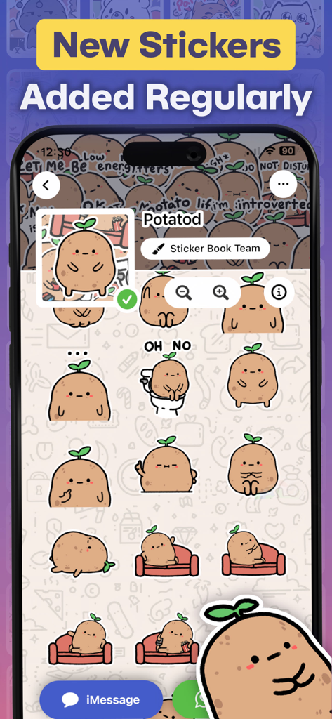 Sticker Book for iMessage - A collection of cute Potatod character stickers for iMessage and WhatsApp