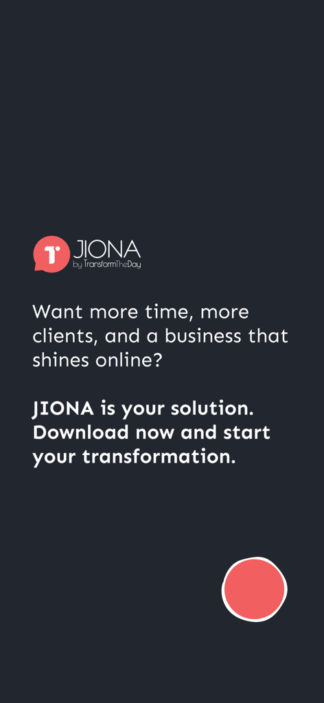 Transform the Day - Introduction screen for JIONA AI by Transform the Day offering business growth solutions