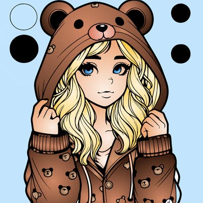realistic girl in a animal pjs hoodie