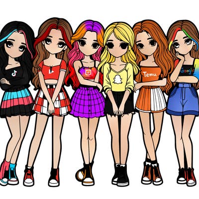 a group of girls realistic