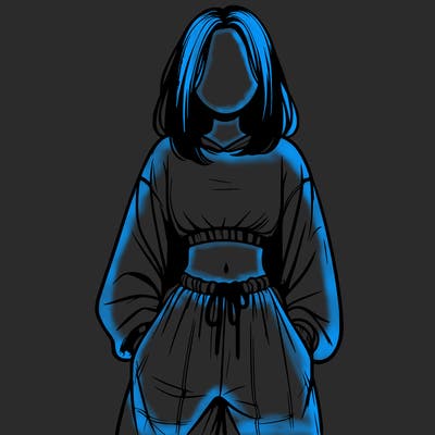 realistic girl faceless with baggy pants and a crop top