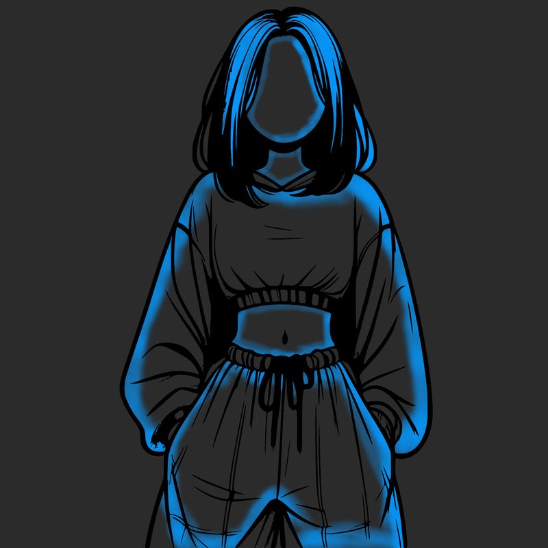 realistic girl faceless with baggy pants and a crop top