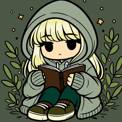 girl in oversized hoodie reading a book