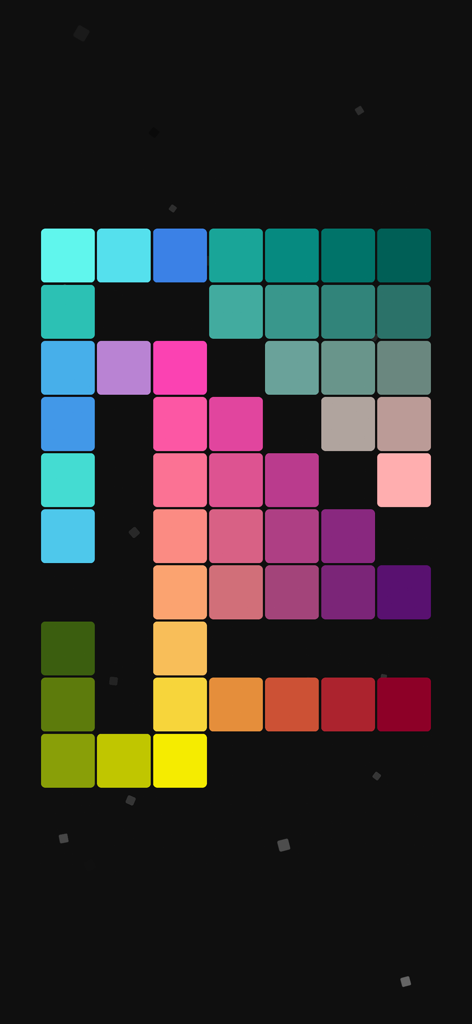 Colorma - A crossword style grid of colorful tiles forming gradients in the Colorma app