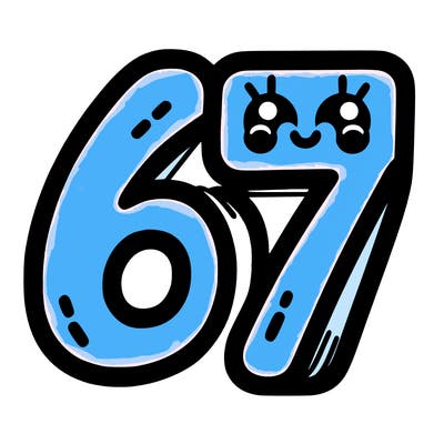 the numbers 67