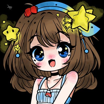 cute anime girl with star accessories