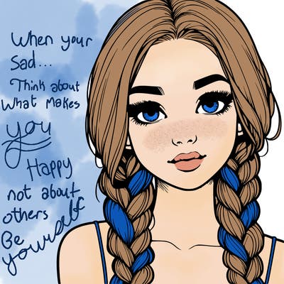 realistic girl with braids