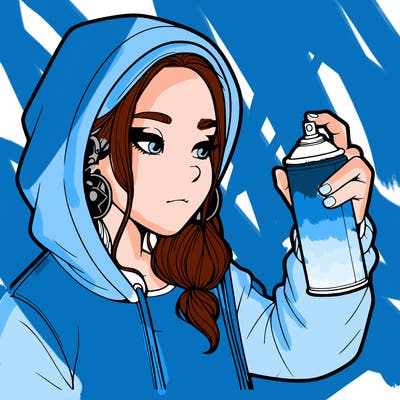 a realistic girl, spray painting