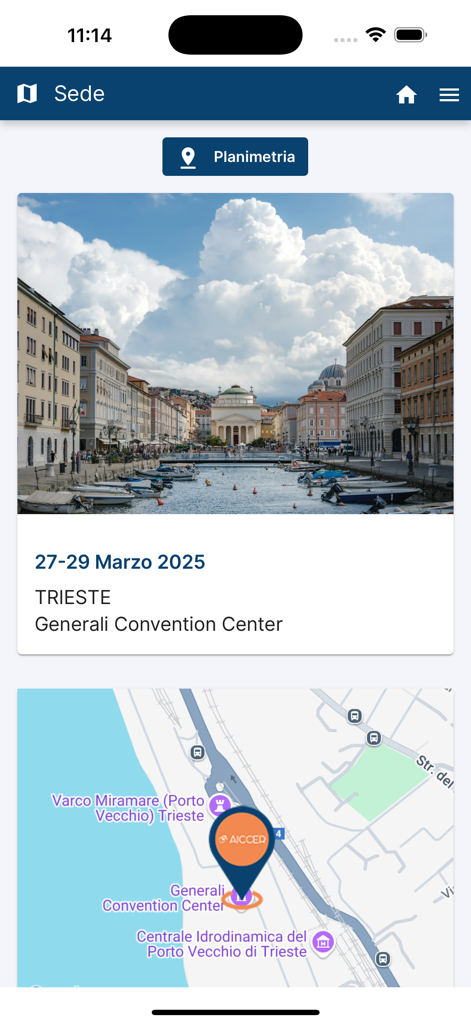 Associazione Aiccer - Mapa y detalles de ubicación para el congreso AICCER 2025 en el Centro de Convenciones Generali en Trieste