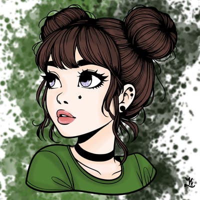 realistic girl with spacebuns