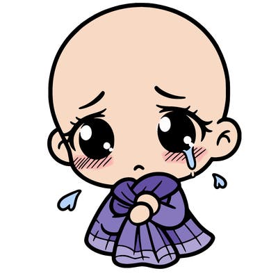 bald girl sick sad