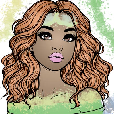 realistic girl with wavy hair and lips