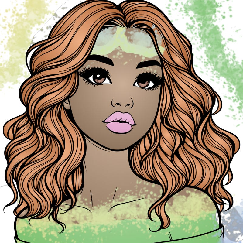 realistic girl with wavy hair and lips