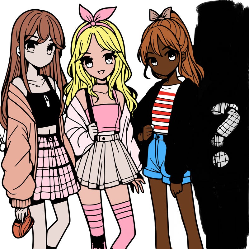 teen manga girls group of 4