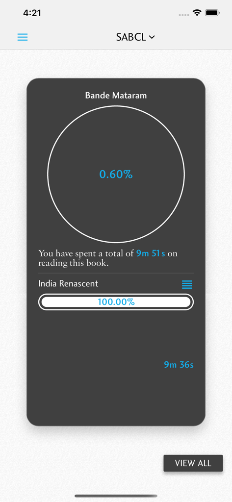 The Incarnate Word - Reading progress tracker in The Incarnate Word app showing time spent on spiritual texts