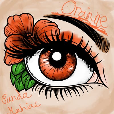 realistic eye with flower