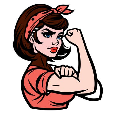 strong woman with a 60s american ad style