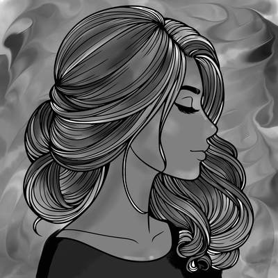 realistic woman's head & hair