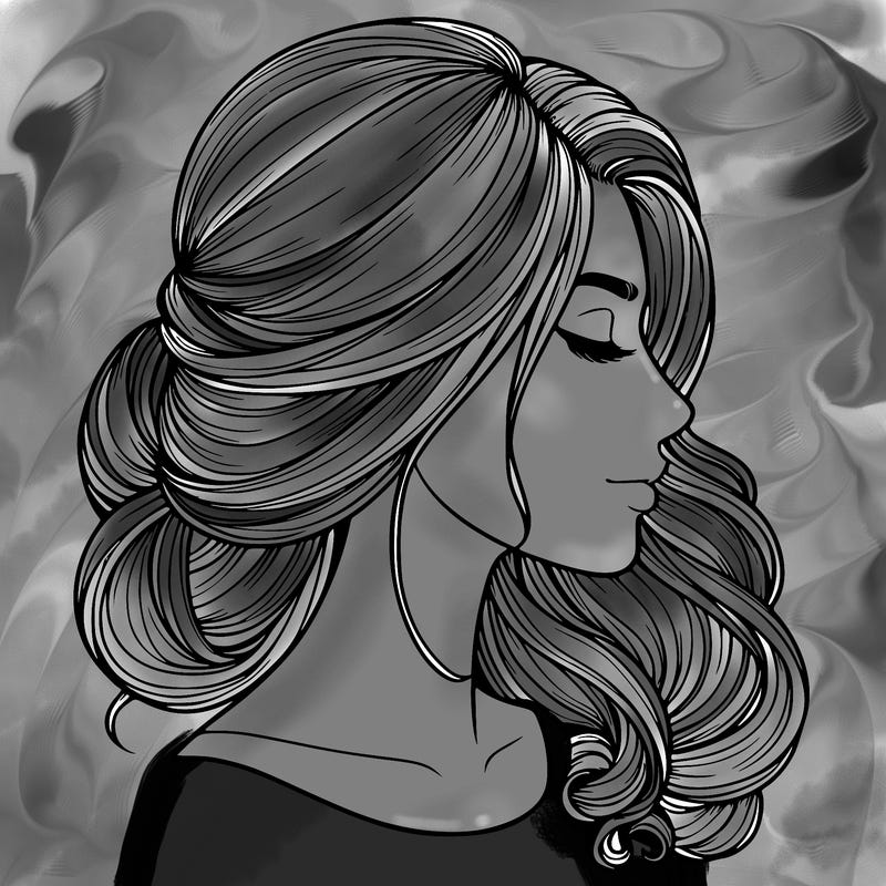 realistic woman's head & hair