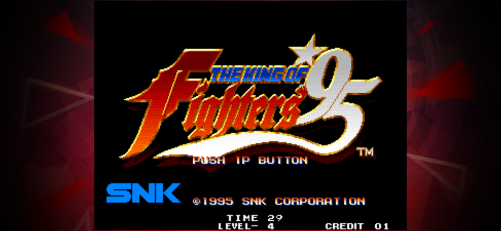Pantalla de título del juego arcade The King of Fighters 95 ACA NEOGEO