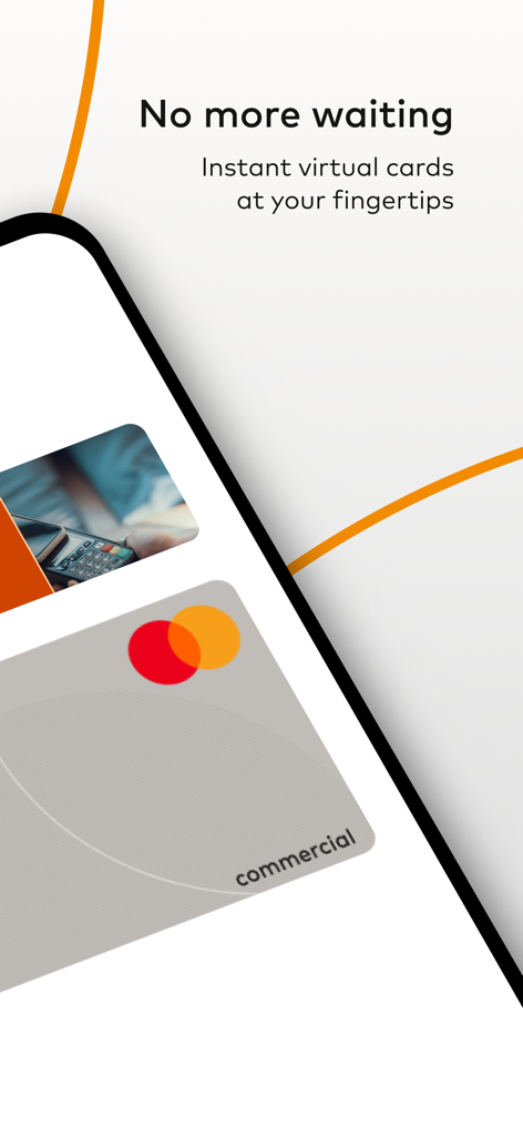 Mastercard In Control Pay - Mastercard In Control Pay app interface showing an instant virtual commercial card on a smartphone