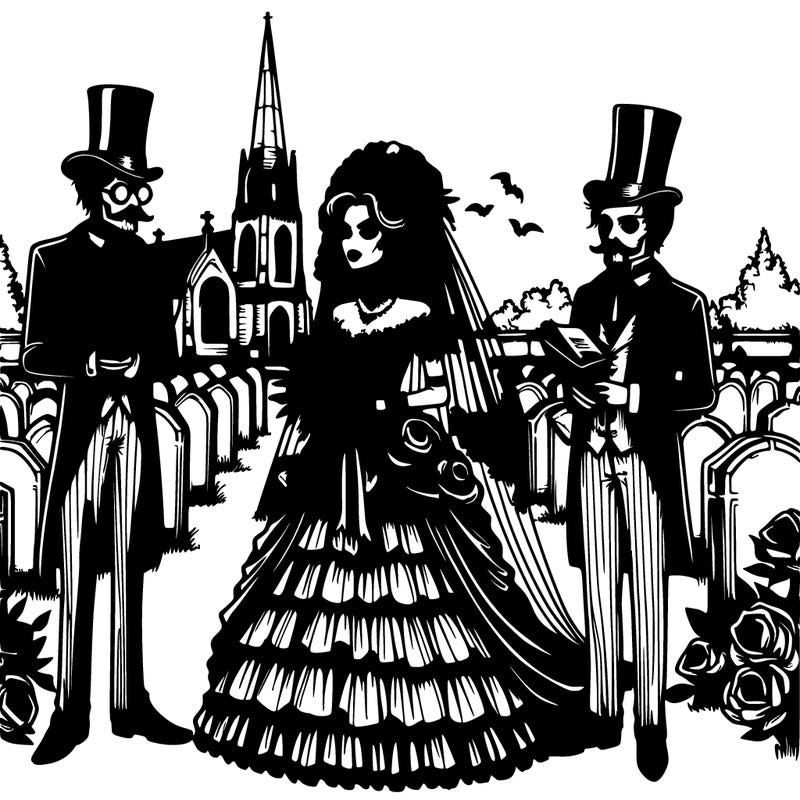 victorian gothic wedding in a cemetery