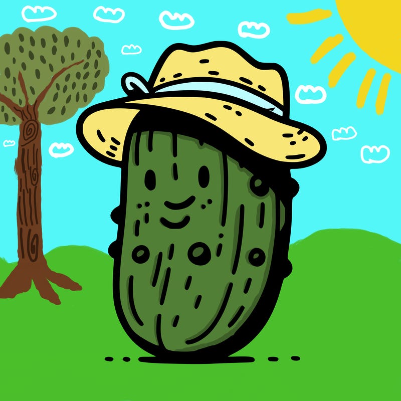 pickle with a hat