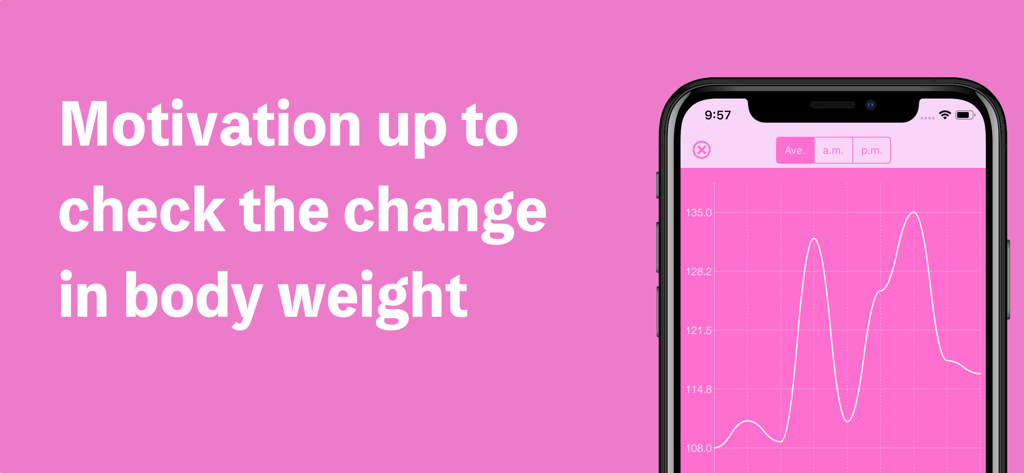 Weight measurement of princess - Aplicación de seguimiento de peso que muestra un gráfico de progreso rosa en una pantalla de iPhone con texto motivador