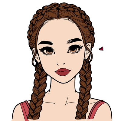 realistic girl with braids
