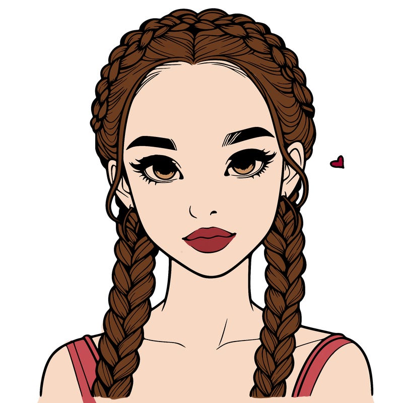realistic girl with braids