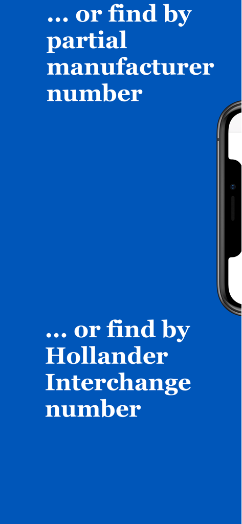 WheelSpotter - Écran de recherche WheelSpotter pour les numéros partiels du fabricant et les numéros d'échange Hollander